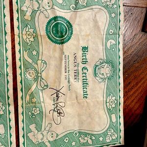 Cabbage Patch Kids Preemie 1983 Birth Certificate